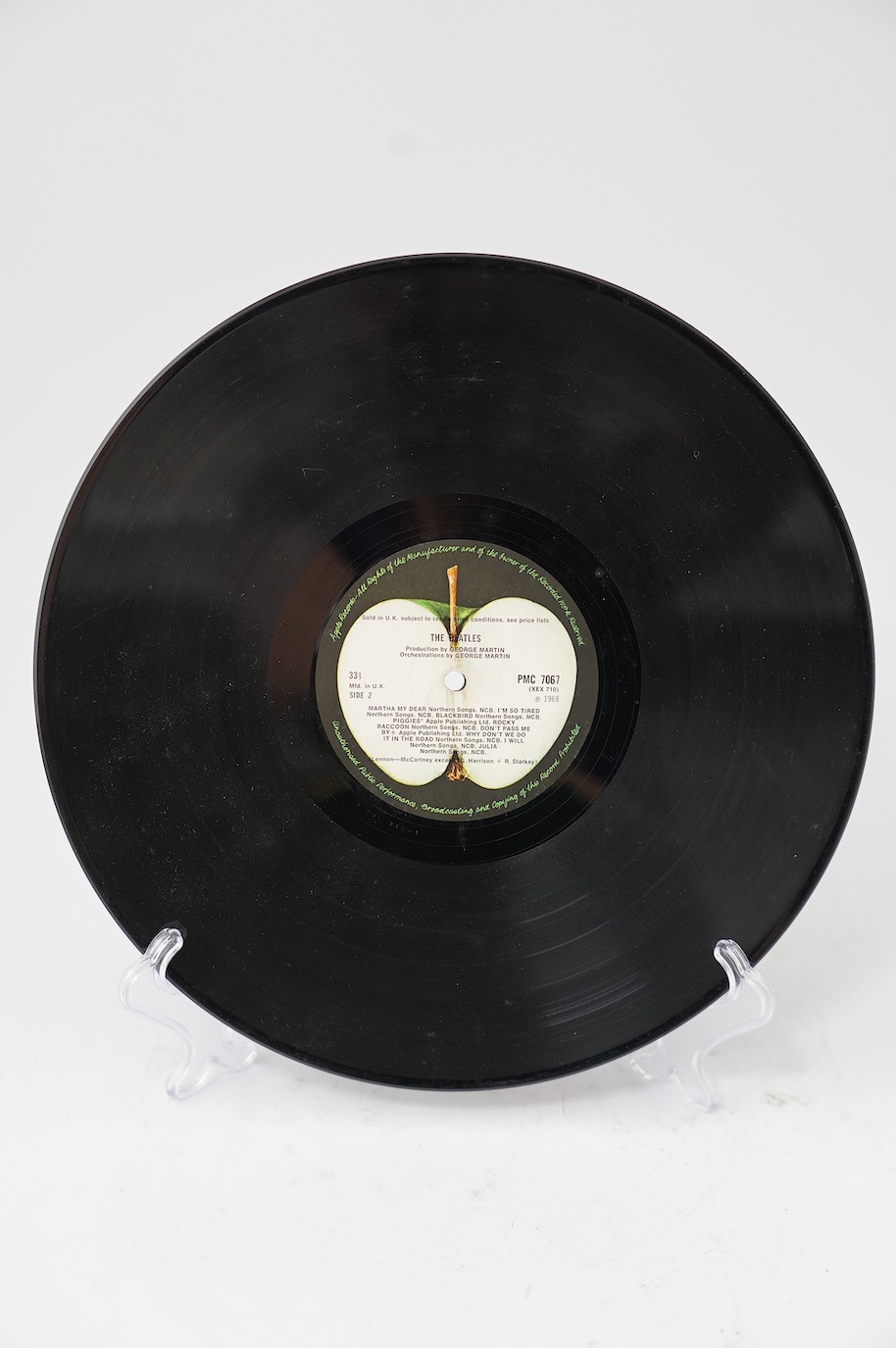 The Beatles; The Beatles (The White Album) double LP record album, No.0026851, on Apple PMC 7067, XEX 709-1, top loading cover with black inner sleeves. Condition - fair, some wear to sleeves and visible scratches to the